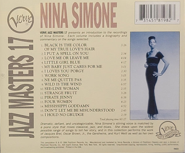 Nina Simone : Verve Jazz Masters 17 (CD, Comp, RE)