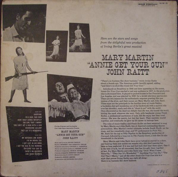 Mary Martin, John Raitt : Annie Get Your Gun (LP, Album, Mono)
