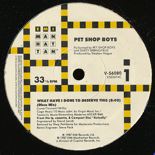 Pet Shop Boys With Dusty Springfield / Pet Shop Boys : What Have I Done To Deserve This? / Rent (12")