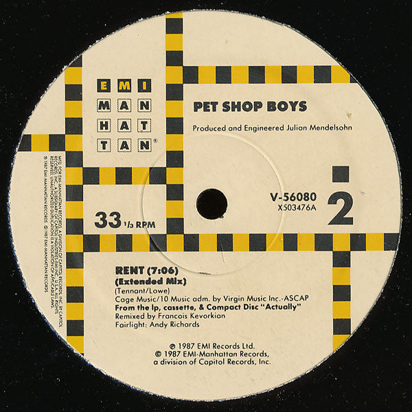 Pet Shop Boys With Dusty Springfield / Pet Shop Boys : What Have I Done To Deserve This? / Rent (12")