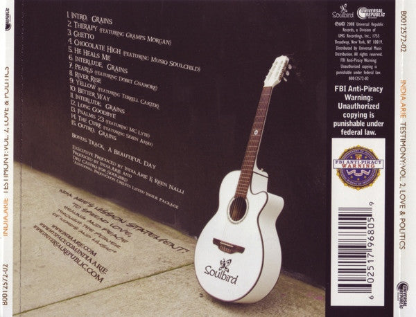 India.Arie : Testimony: Vol. 2 Love & Politics (CD, Album)