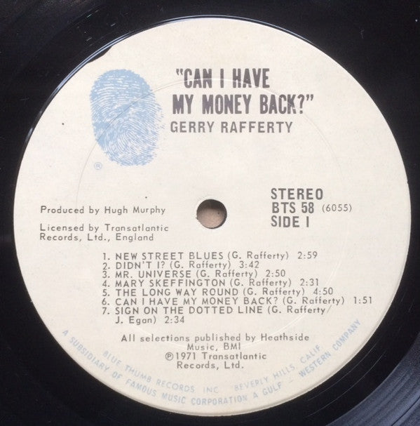 Gerry Rafferty : Can I Have My Money Back? (LP, Album)