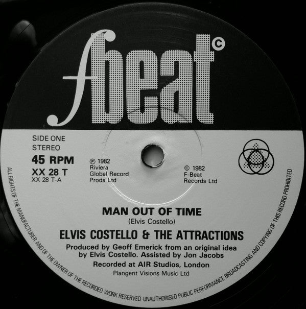 Elvis Costello & The Attractions : Man Out Of Time (12", Single, Ltd)