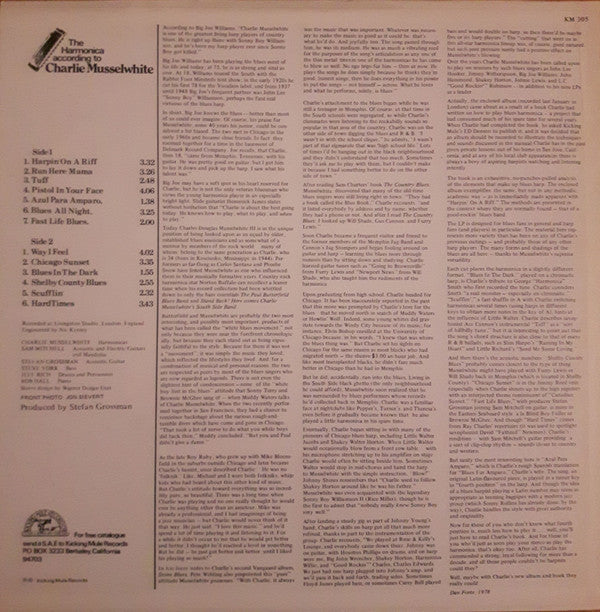 Charlie Musselwhite : The Harmonica According To Charlie Musselwhite (LP, Album)