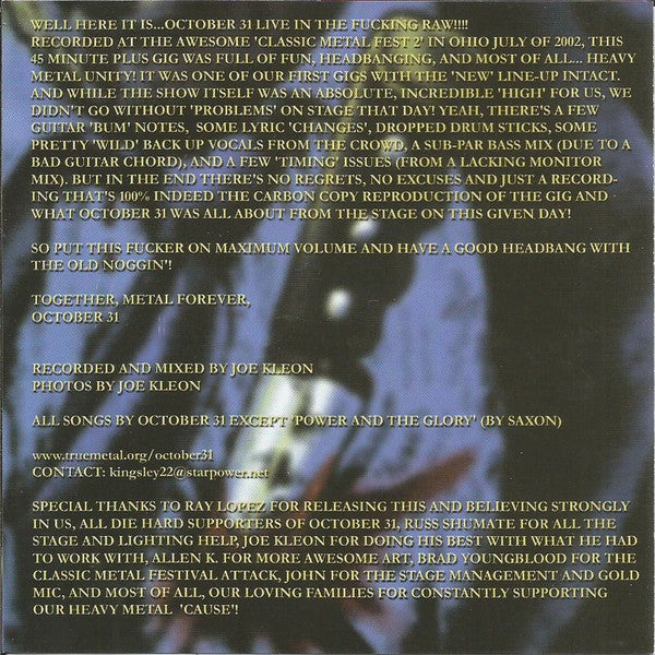 October 31 : Stagefright (CD, Album)