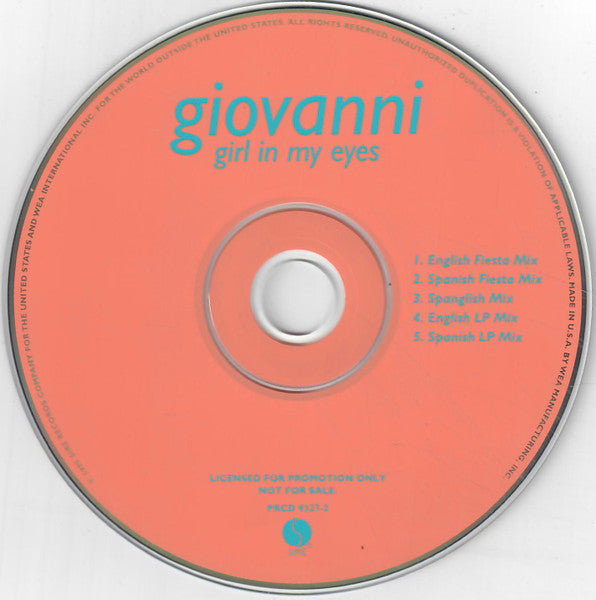Giovanni (21) : Girl In My Eyes (CD, Single, Promo)