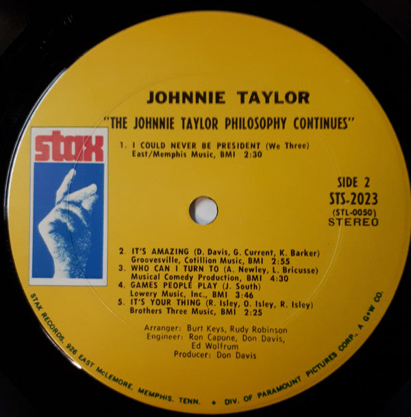 Johnnie Taylor : The Johnnie Taylor Philosophy Continues (LP, Album)
