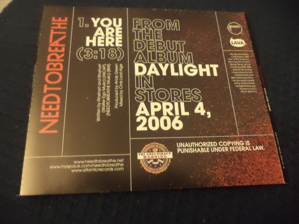 Needtobreathe : You Are Here (CD, Single, Promo)