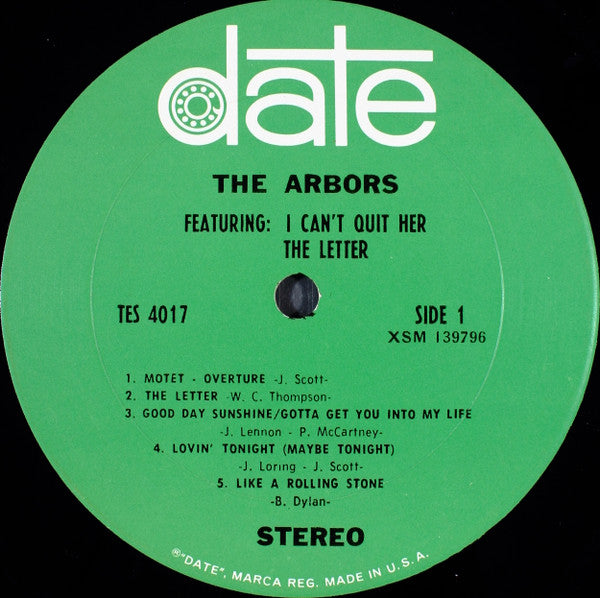 The Arbors : Featuring: I Can't Quit Her - The Letter (LP, Album, Pit)