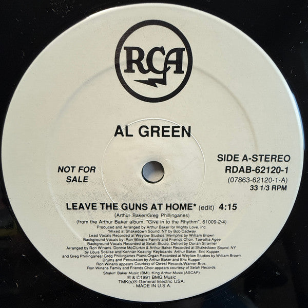 Arthur Baker featuring Al Green : Leave The Guns At Home (12", Promo)