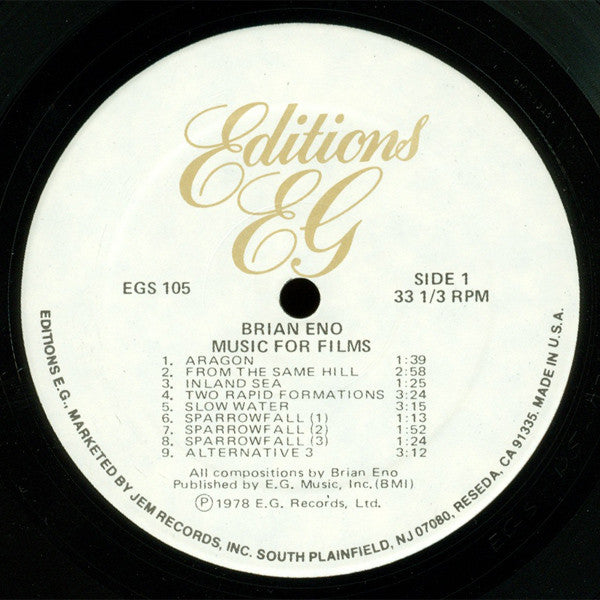 Brian Eno : Music For Films (LP, Album, RE)