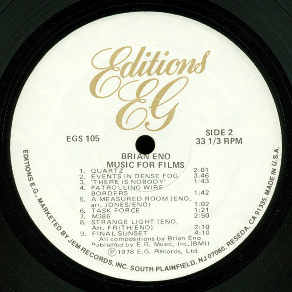 Brian Eno : Music For Films (LP, Album, RE)