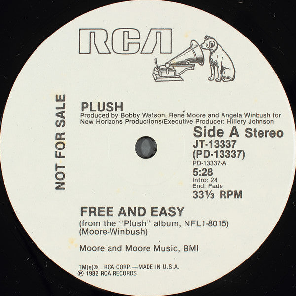 Plush : Free And Easy (12", Mono, Promo)