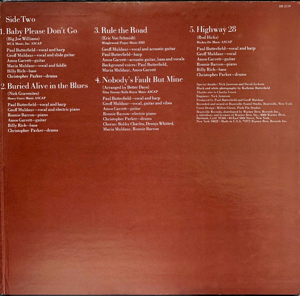 Paul Butterfield : Better Days (LP, Album, Gat)