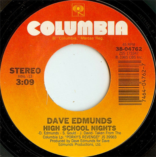Dave Edmunds : High School Nights / Porky's Revenge! (7", Styrene)