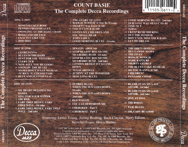 Count Basie : The Complete Decca Recordings (3xCD, Comp)