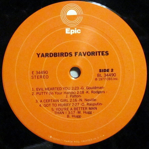 The Yardbirds : Favorites (LP, Comp, Pit)