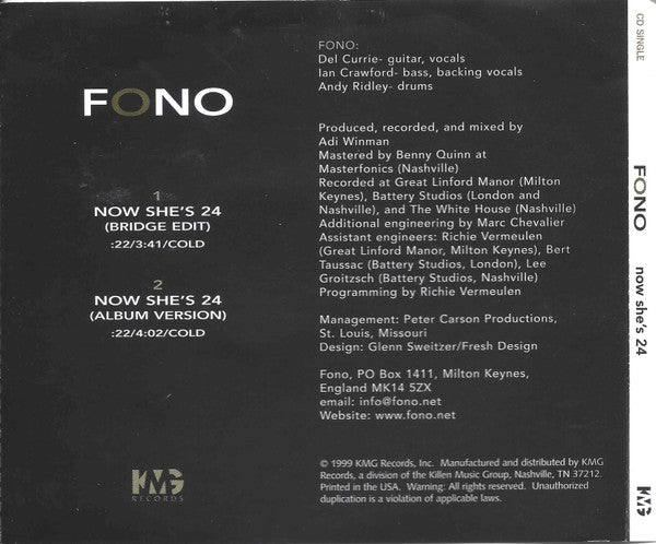 Fono (9) : Now She's 24 (CD, Single, Promo)