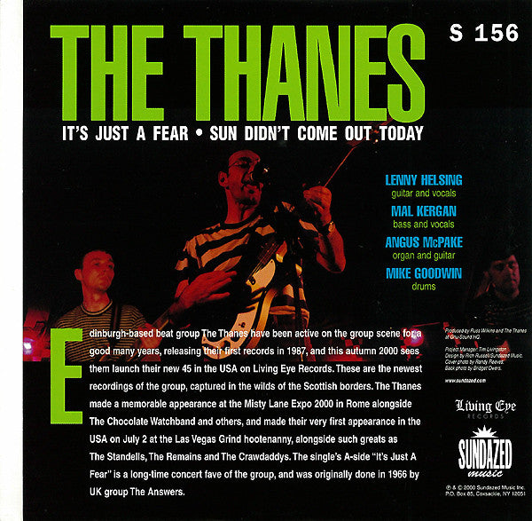 The Thanes : It's Just A Fear / Sun Didn't Come Out Today (7", Single, Mix)
