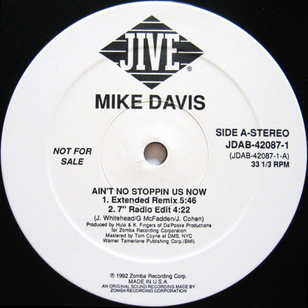 Mike Davis : Ain't No Stoppin' Us Now (12", Promo)