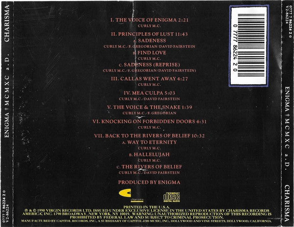 Enigma : M C M X C      a. D. (CD, Album, RE)