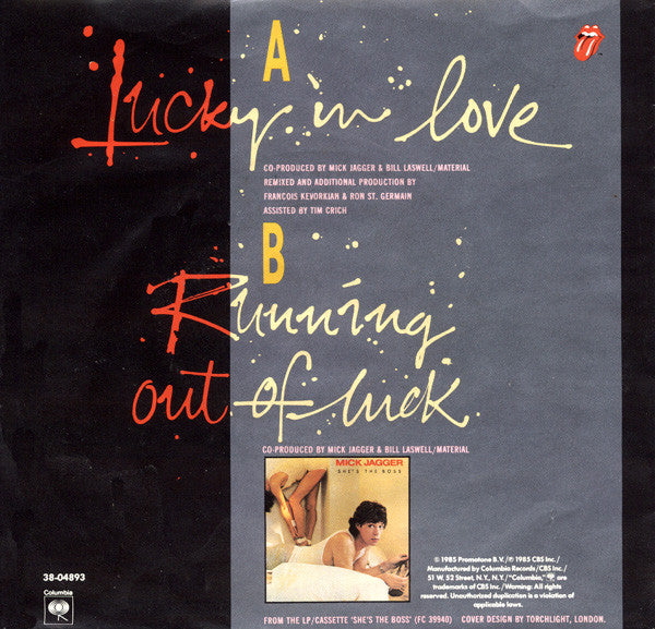 Mick Jagger : Lucky In Love (7", Single, Styrene, Car)