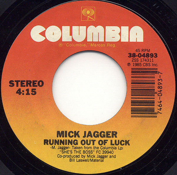 Mick Jagger : Lucky In Love (7", Single, Styrene, Car)