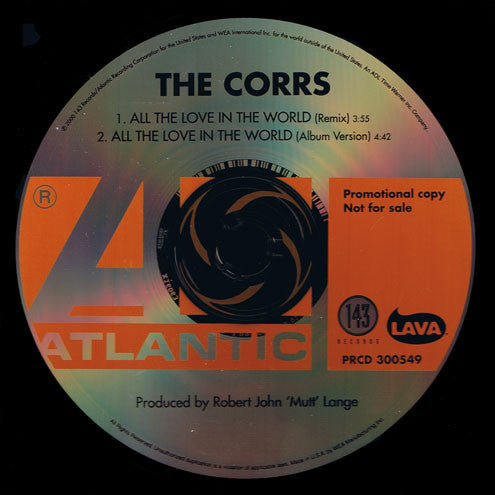 The Corrs : All The Love In The World (CD, Single, Promo)