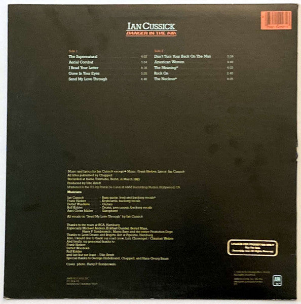 Ian Cussick : Danger In The Air (LP, Album, EMW)