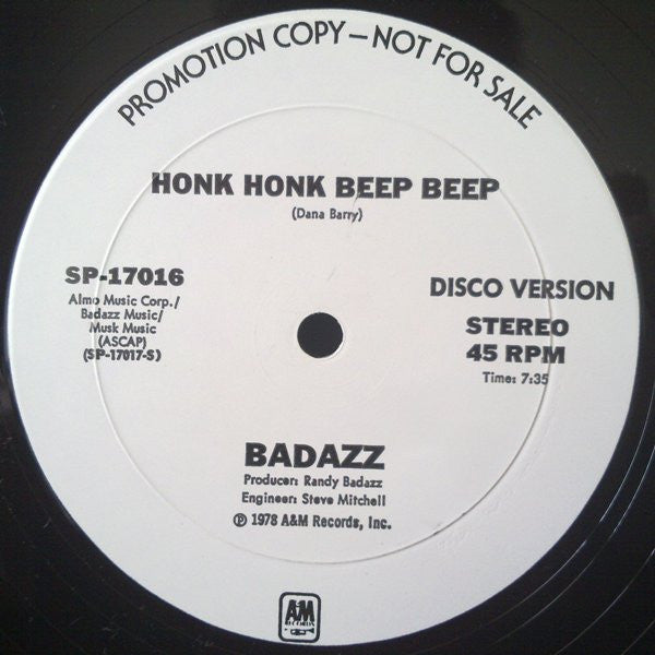 Randy Badazz : Honk Honk Beep Beep (12", Promo)
