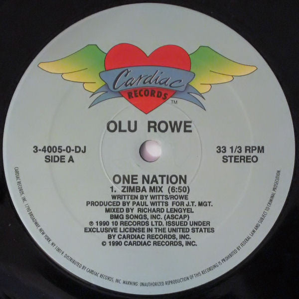 Olu Rowe : One Nation (12", Promo)