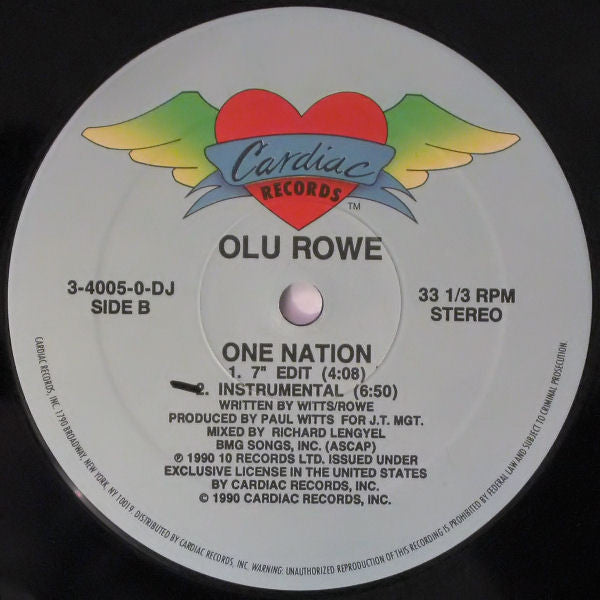 Olu Rowe : One Nation (12", Promo)