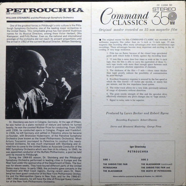 Igor Stravinsky, William Steinberg, Pittsburgh Symphony Orchestra : Petrouchka (LP, 1st)