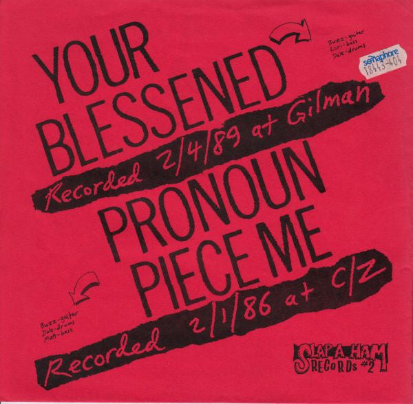Melvins : Your Blessened / Pronoun Piece Me (Flexi, 8", S/Sided, Single, Ltd, RP, Red)