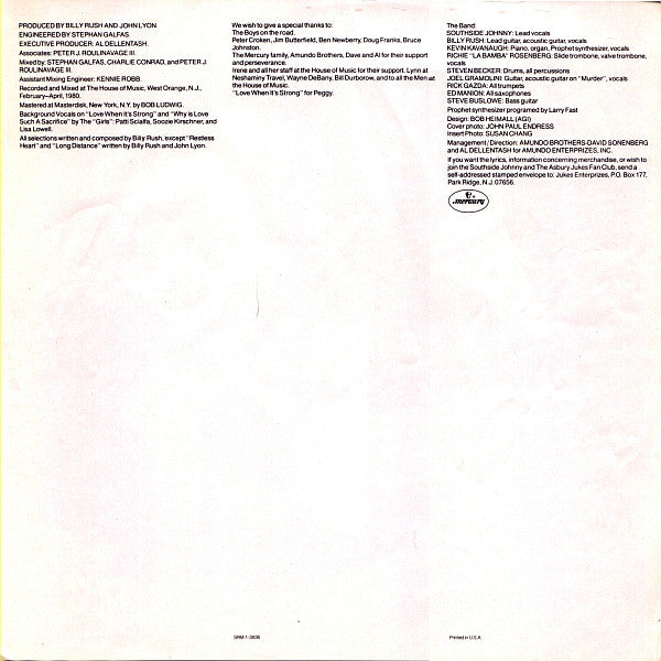 Southside Johnny & The Asbury Jukes : Love Is A Sacrifice (LP, Album, 18 )