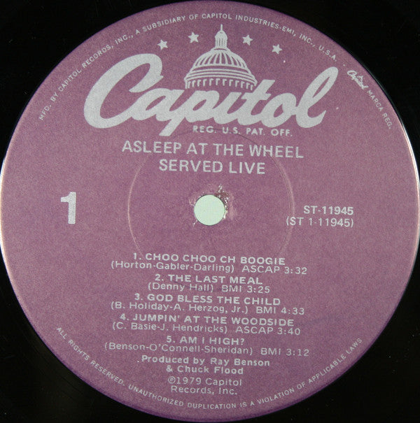 Asleep At The Wheel : Served Live (LP, Album, Jac)