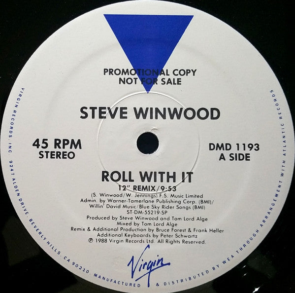 Steve Winwood : Roll With It (12", Promo)