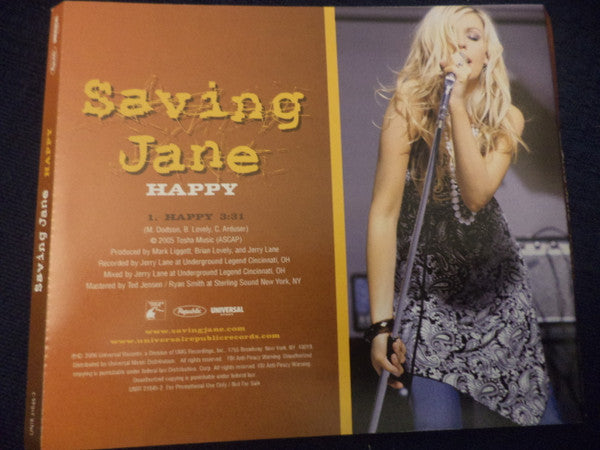 Saving Jane : Happy (CD, Single, Promo)