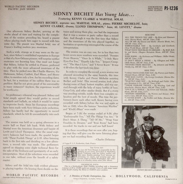 Sidney Bechet : Sidney Bechet Has Young Ideas (About 14 Great Standards) (LP, Album)