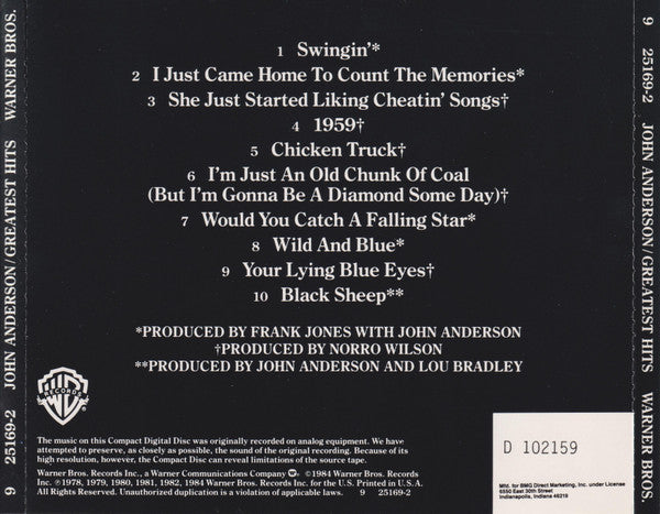 John Anderson (3) : Greatest Hits (CD, Comp, Club)