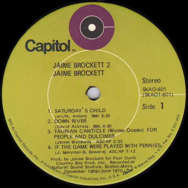 Jaime Brockett : Jaime Brockett 2 (LP, Album, Scr)