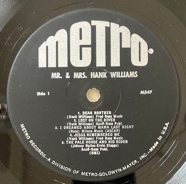 Hank & Audrey : Mr. & Mrs. Hank Williams (LP, Comp, Mono, MGM)