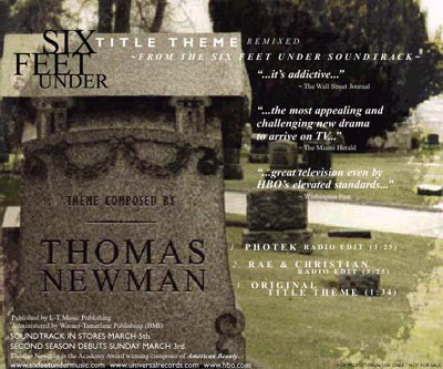 Thomas Newman : Six Feet Under (Title Theme Remixed) (From The Six Feet Under Soundtrack) (CD, Single, Promo)