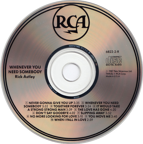 Rick Astley : Whenever You Need Somebody (CD, Album, LVI)