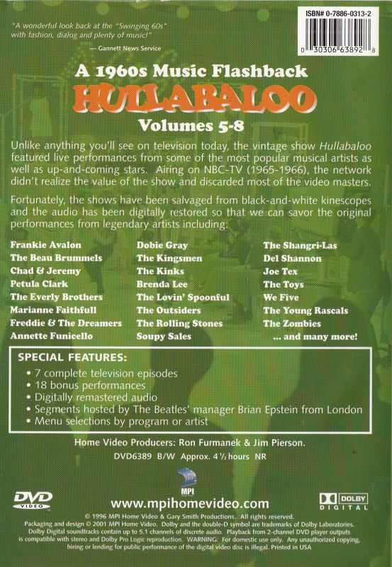 Various : Hullabaloo: A 1960s Music Flashback - Volumes 5-8 (DVD-V, Comp, NTSC)