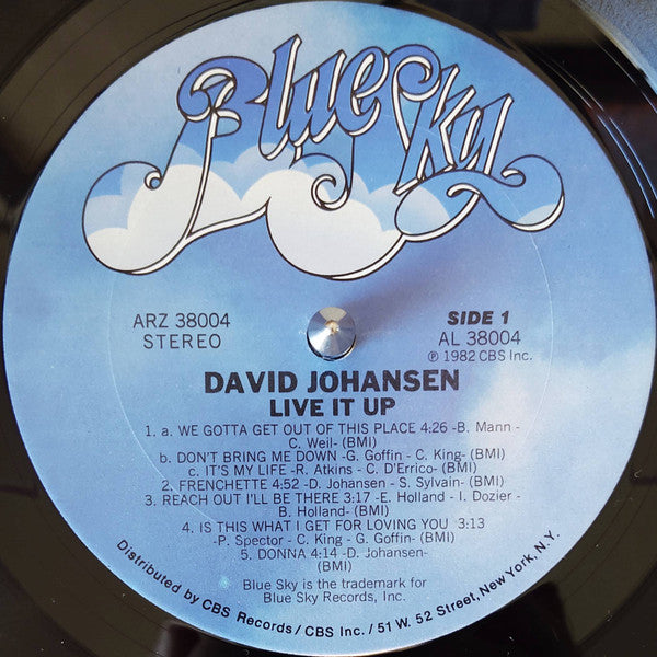 David Johansen : Live It Up (LP, Album, Ter)