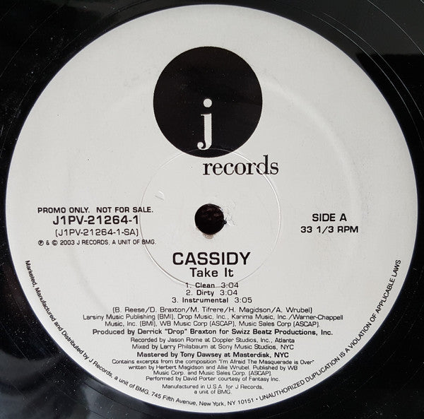 Cassidy (3) : Take It / Hold Dat (12", Promo)