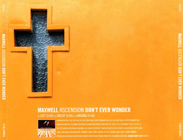Maxwell : Ascension (Don't Ever Wonder) (CD, Single, Promo)