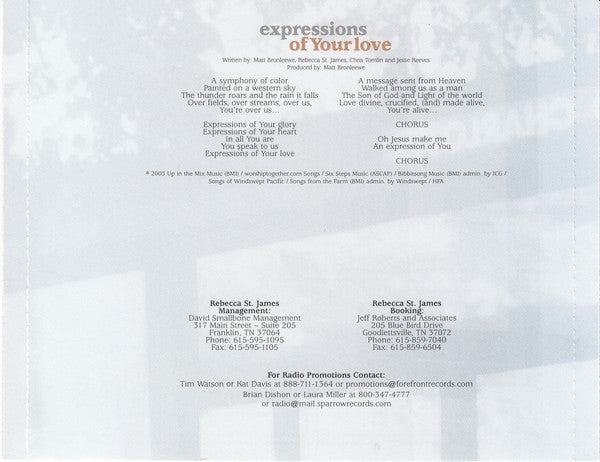 Rebecca St. James & Chris Tomlin : Expressions Of Your Love (CD, Single, Promo)