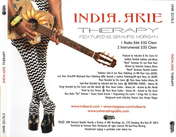 India.Arie Featuring Roy 'Gramps' Morgan : Therapy (CD, Single, Promo)